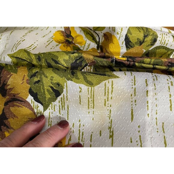 Vintage 60s pleated curtains, yellow green bold floral, Fiberglass panels - Picture 10 of 10